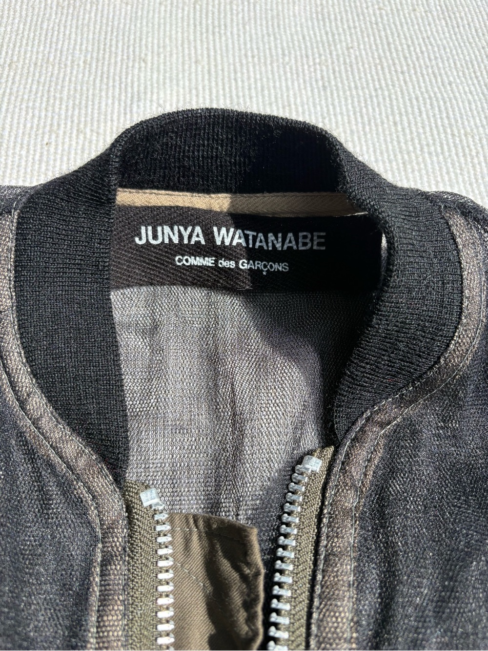 Junya Watanabe for Comme des Garcons Black & Olive Tulle Bomber Jacket - Picture 5 of 14